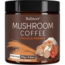 Paddestoelen Koffie, 6 Adaptogene Paddenstoelen met Leeuwen Mane, Cordyceps, Turkije Tail & More, Instant Mushroom Koffie voor Focus, Energie, Immune & Digestie Ondersteuning
