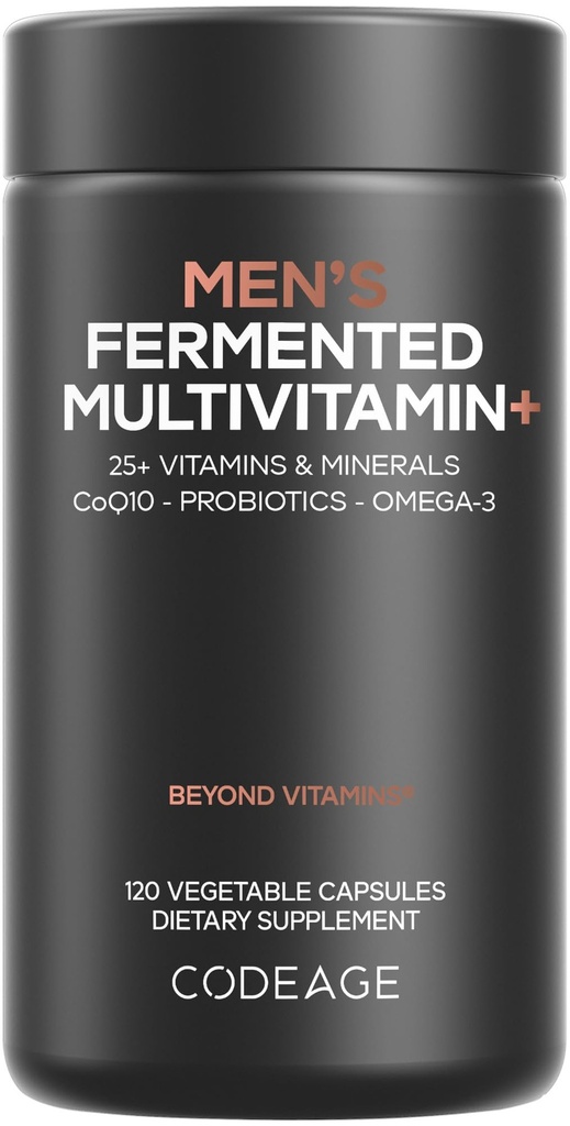 Multivitamines quotidiennes – 25+ Vitamines et minéraux essentiels, aliments organiques entiers, probiotiques, oméga-3, zinc, vitamines A, B, C, D, E et K – 120 capsules