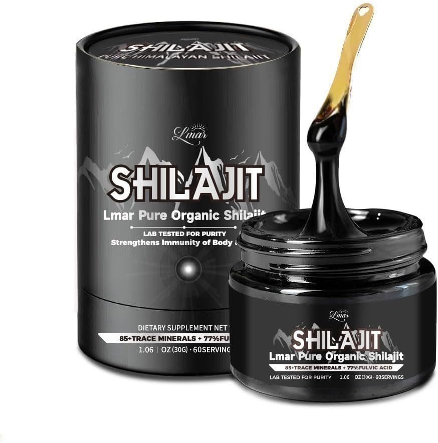 Lmar Pure Organic Himalaya Shilajit Resin 100% Natural 75 Serving Food Supplements Shilajit for Men & Women Lab Tested Rich in 85+ Trace Minerals & Meer dan 77% Fulvic Acid