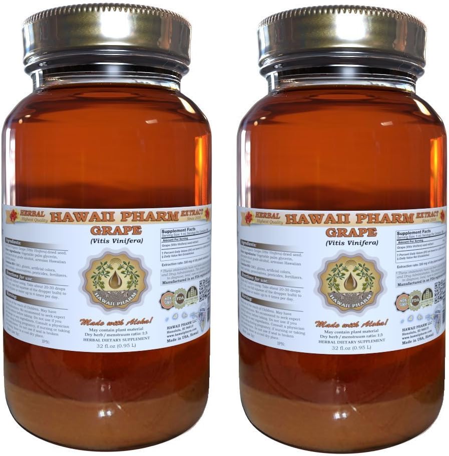 Grape Liquid Extract, Grape (Vitis Vinifera) Seed Tinctuur Supplement 2x32 oz Ongefilterd