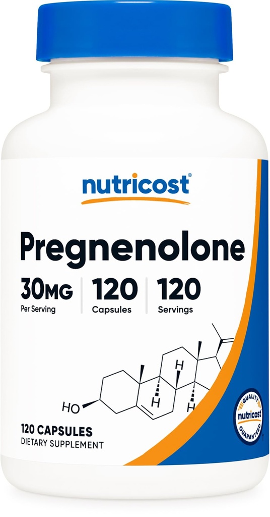 Nutricost Pregnenolone 30mg, 120 Capsules - Non-GMO, Glutenvrij, Vegetarische Capsules
