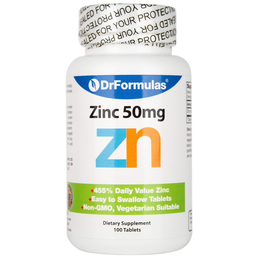 DrFormulas zink voor Acne 50mg supplement met chelated zinkoxide citraat, 100 dagen levering (tabellen niet Lozen, Gluconaat, of Picolinaat)
