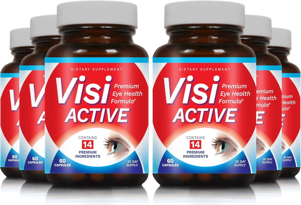 Vision Support Supplement - Eye Health Formula met L-Tartrate, Resveratrol, Blueberry Extract, Vitaminen A, C, D & 11 Ingrediënten voor Vision Support - 60 Capsules/Buttle - 6 Pack