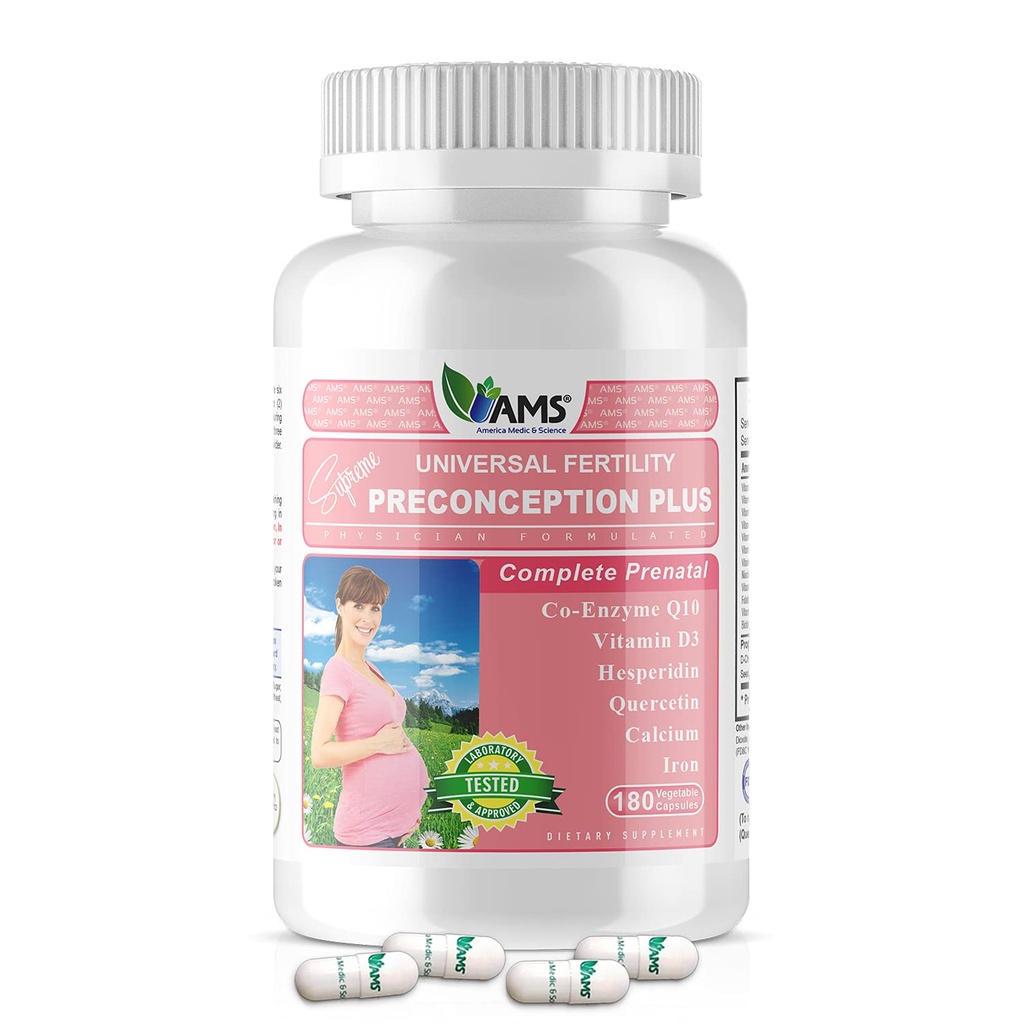 America Medic & Science Preconception Plus (180 Capsules) Conception and Fertility Supplement 