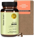 Futur supplément de fer végétalien pour les hommes et les femmes avec de la vitamine C pour l'énergie, le focus et le soutien immunitaire - 30 jours d'approvisionnement, une capsule par jour (30ct en bouteille de verre)