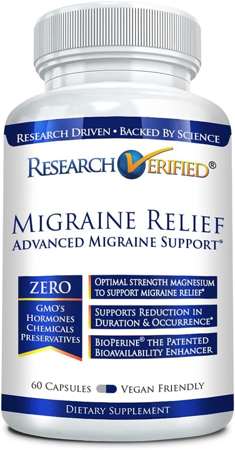 Onderzoek Verified Migraine Relief - Dual Action Supplement - Reduce Severity and Duration, Balance Hormones - with Ginger and Ginko Biloba- 60 Capsules - 60 Capsules - 1 Month Supply