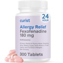 Chlorhydrate de Fexofenadine Curist 180mg (300 comprimés) - 24 HR Antihistamine Altergy Relief Tablettes (300 comte) All Day Strength Générique Fexofenadine Bulk Non Drowsy Altergy Relief