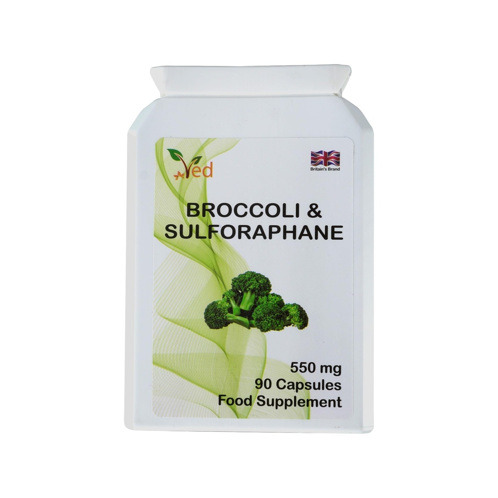Ved Brocoli Sulforaphane, poudre de brocoli riche en vitamines et minéraux, 550 mg 90 capsules (45 jours d'approvisionnement)