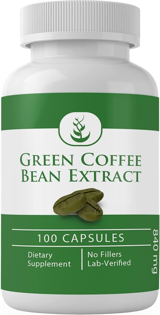 PURE ORIGINEEL INGREDIËNTEN Green Coffee Bean Extract, (100 capsules) Altijd zuiver, Geen additieven of fillers, Lab geverifieerd