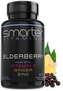 Slimmere vlierbessencapsules + vitamine C + gember & zink, kruidensupplement, krachtige zwarte vlierbessenextract Antioxidant vitamine, 60 veganistische pillen