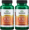 Swanson B-50 Complex - Vitaminesupplement ter bevordering van de ondersteuning van energie en stofwisseling - May Support Heart Health & Memory - (100 capsules) (2 verpakkingen)