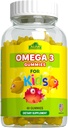 ALFA VITAMINS Omega 3 Kids Gummies, Ondersteunt Hersenontwikkeling, Hart Gezondheid & Visie, Gemakkelijk te kauwen, Omega 3 Supplement voor kinderen, Oranje smaak, Geen Fishy Smaak, 3 Gummies Dagelijks, 60 Gummies