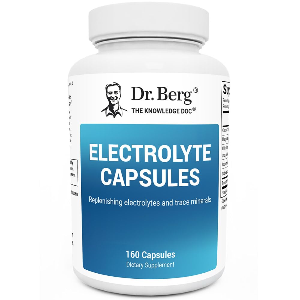 Dr Berg Capsules d'électrolyte - Suppléments d'électrolyte pour soutenir l'énergie, l'endurance et l'hydratation - sans sucre, sans maltodextrine, céto - 160 capsules