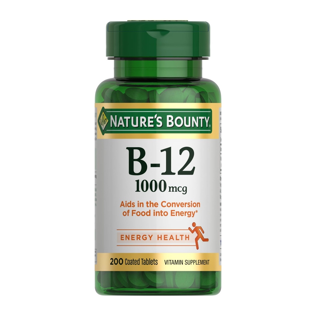Nature's Bounty Vitamine B12 1000 mcg Supplementen, Ondersteunt Energie Metabolisme, 200 Ct