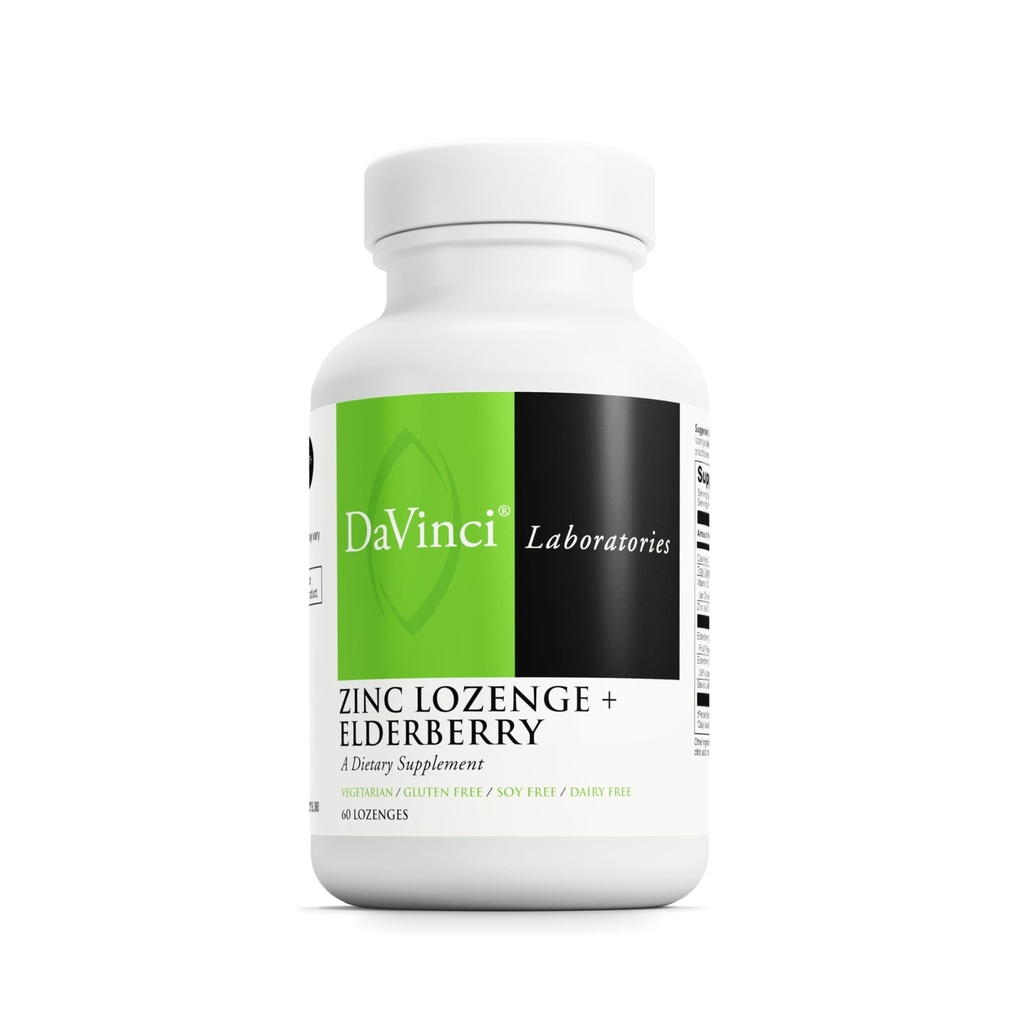 DAVINCI Labs Zinklozenge + Vlierbessen - Supplement to Support Immune System, Healthy Longs & Throat Weefsels* - met Vitamine D3, Zink, Vlierbessen & More - Citroensmaak - 60 Lozen