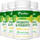 Probiotica voor vrouwen Mannen- 300 miljard CFU, 24 strains Probiotic+15 Biologische Kruiden Prebiotica Blend, Pre en Probiotica, voor de spijsvertering van de gezondheid, Immune & Gut, Diarree, Bloating, Vegan, 8 maand aanbod