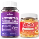 Suikervrije Resveratrol Gummies 1500mg + CoQ10 200mg 100mg Gevulde Gummies met Magnesium Ondersteuning Gezond Verouderen & Longevity