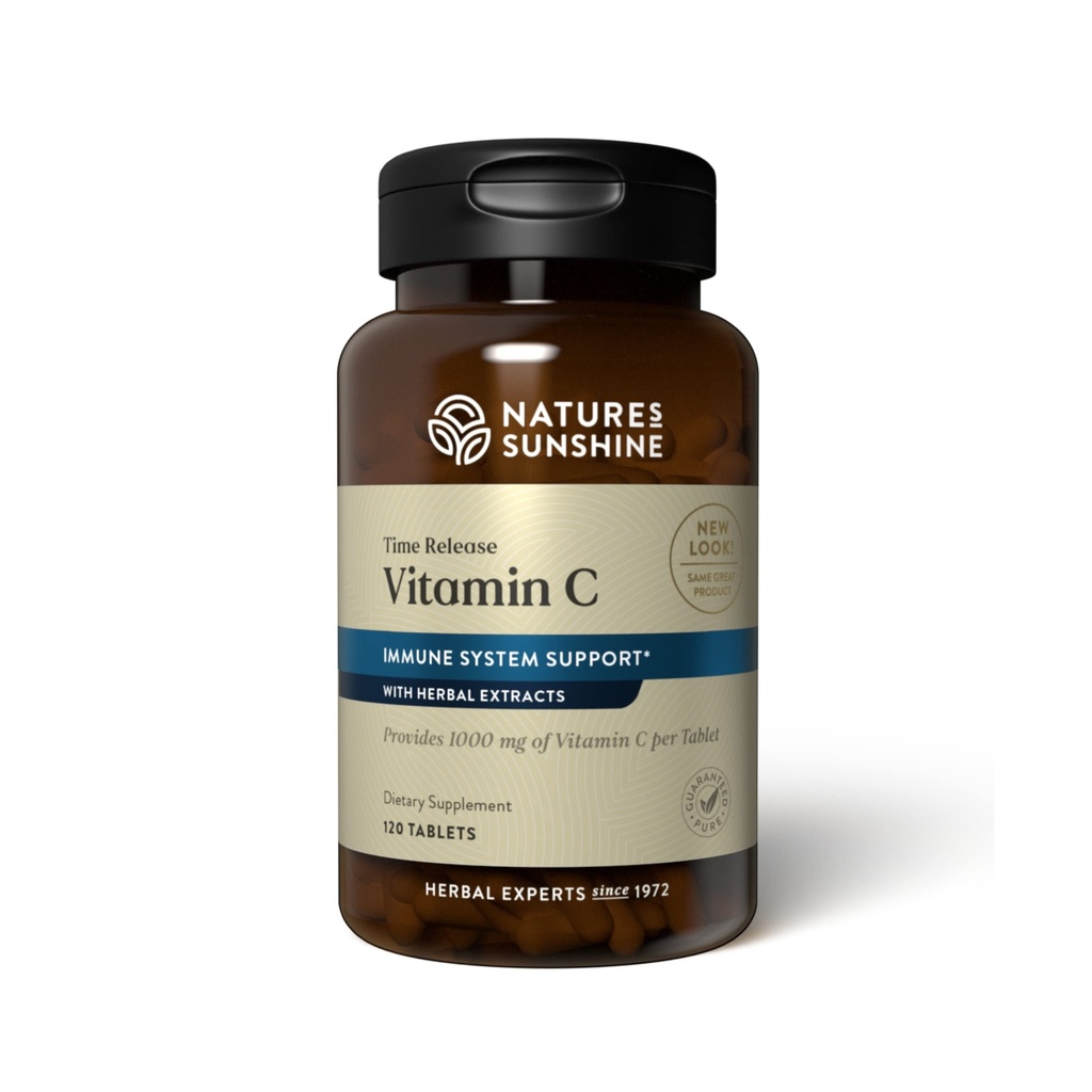 Natures Sunshine Vitamin C Time Release, 1000 mg, 120 tabletten Ondersteunt het immuunsysteem en Quench gevaarlijke vrije radicalen