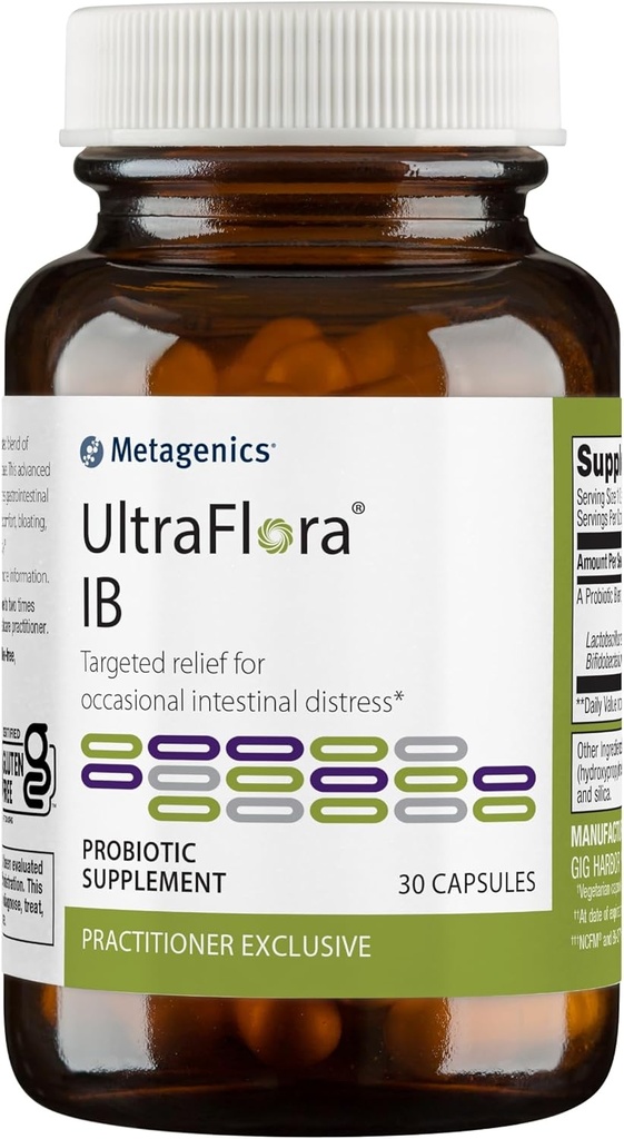 Metagenics UltraFlore IB - Relief for Occasional Intestinal Distress* - Probiotica for Digestief Health* - Anti-Bloat for Men & Women* - 60 Miljard CFU - Non-GMO, Glutenvrije, Vegetarische - 30 Capsules
