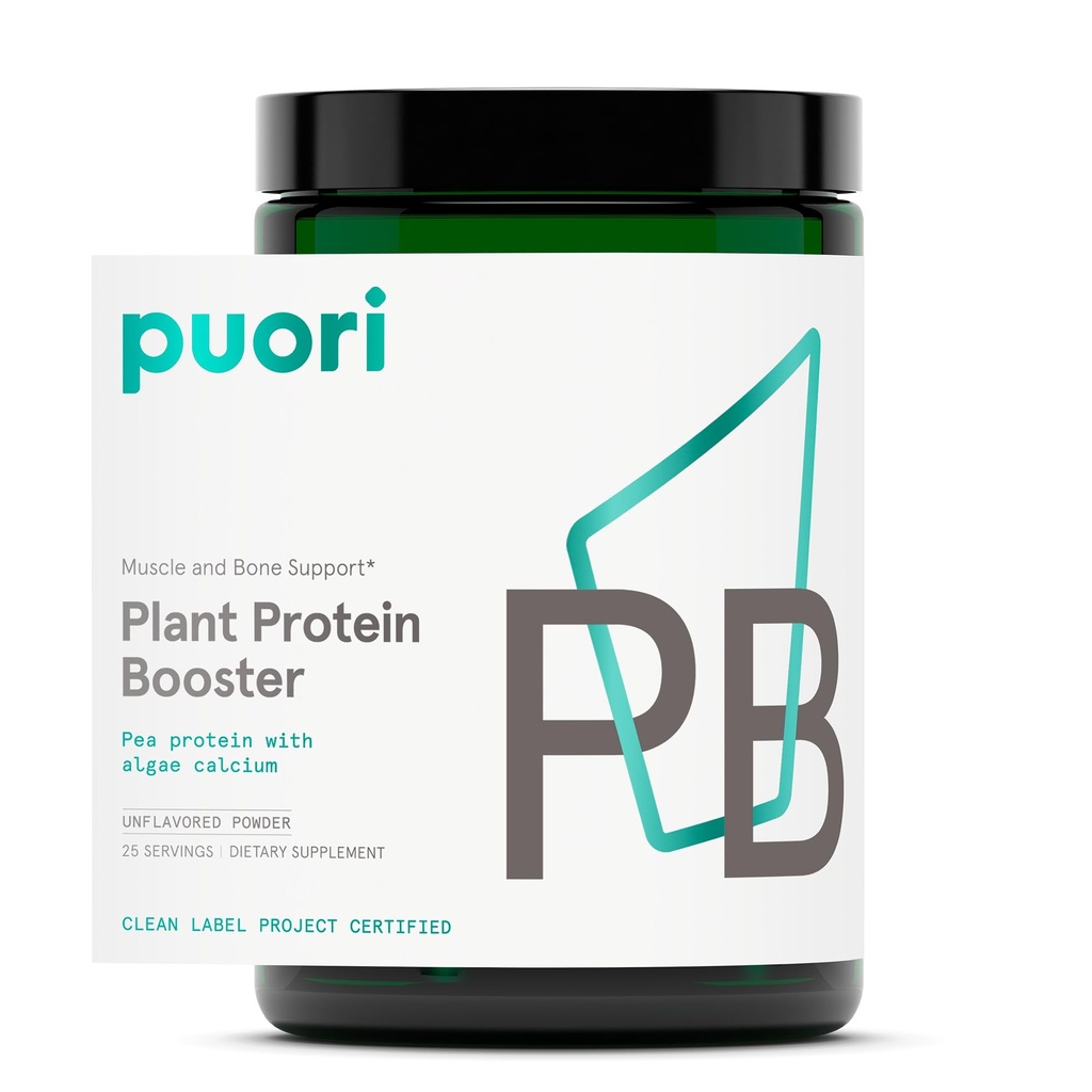 Puori Vegan Plant Protein Enhancer Powder - 25 Serves - Neutral Flavor Pea Protein met Algen Calcium voor essentiële Aminozuren - Dairy-Free, Vegetarisch, Niet GGO