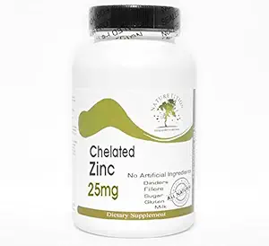 Zinc chélaté 25mg ~ 200 Capsules - Pas d'additifs ~ Suppléments à la nature