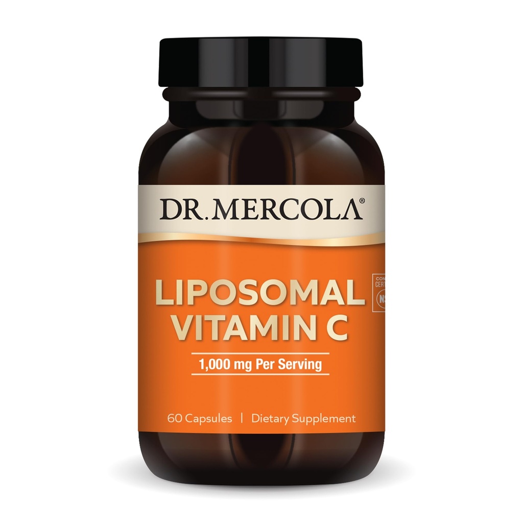 Dr. Mercola Liposomal Vitamin C - Brain, Heart, Eye & Immune Support - Provides 1,000 mg of Bioavailable Vitamin C - Non-GMO, Gluten-Free & Soy-Free - 60 Capsules (30 Servings)