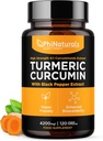 PhiNaturals Turmeric Curcumin Supplement with Black Pepper Extract - 4200 mg Whole Curcuma Root Equivalent Per 3 Capsules Serving - Tumeric Pills