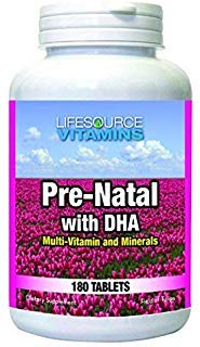 LifeSource Vitaminen Pre-Natal Multi-Vitaminen en Mineralen met DHA - Moeder en Baby Gezondheid - 180 Tablets