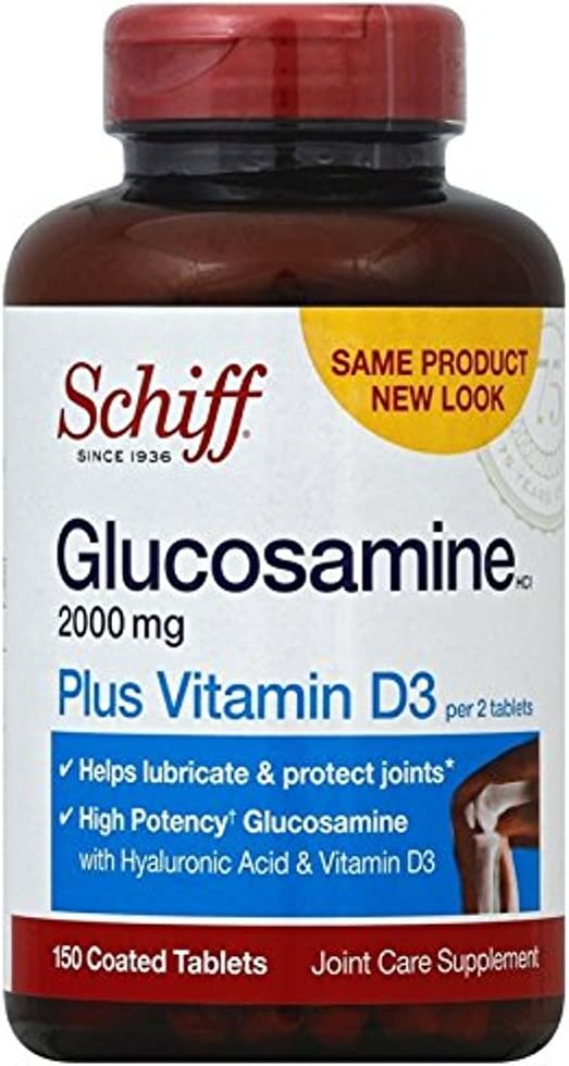 Schiff Glucosamine 2000mg met vitamine D3 en Hyaluronzuur, 150 tabletten - Joint Supplement
