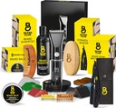 De Beard Club Mannen Grooming Kit met Professional Cordless Elektrische Oplaadbare Haar & snor / baard Trimmer, Straight Edge Razor, Shampoo, Balm, Brush & Comb Gift Set