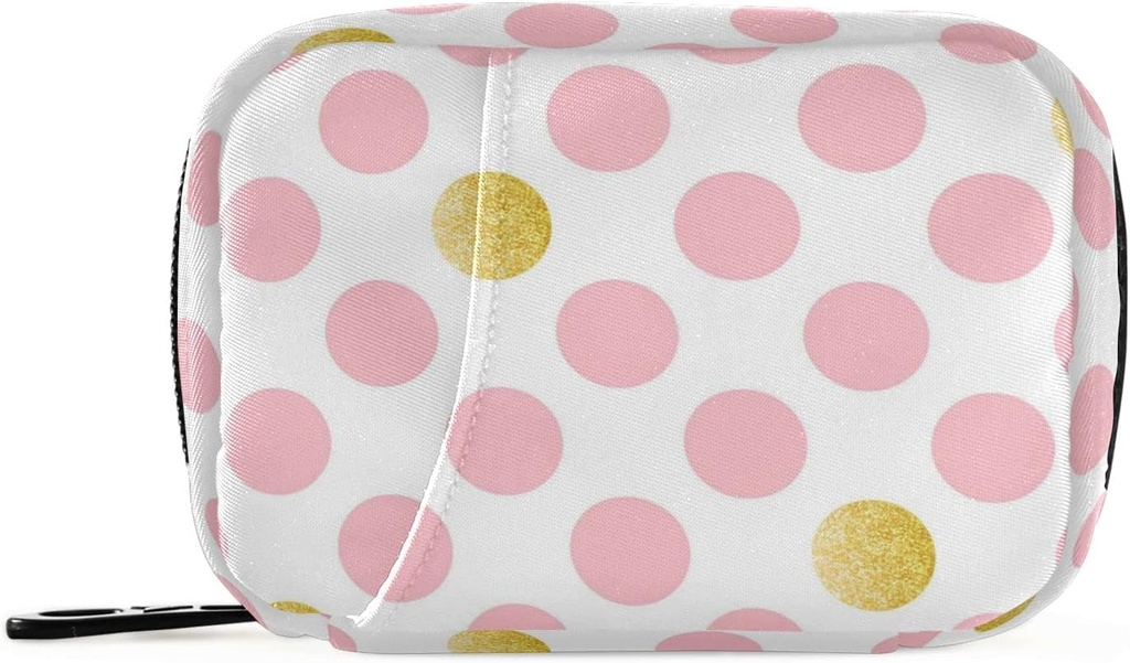 Roze Golden Polka Dots pil Box 7 dagen pil Case Bag Travel pil Organizer Bag met rits draagbare Wekelijkse Case Compacte grootte voor vitamine supplement houder
