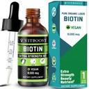 Extra sterkte 10.000 mcg Biotin Liquid Drops met biologische Berry Flavor 