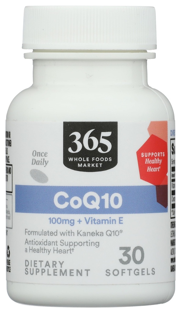 365 door Whole Foods Market, CoQ10 100 MG Plus Vitamine E, 30 Tellen