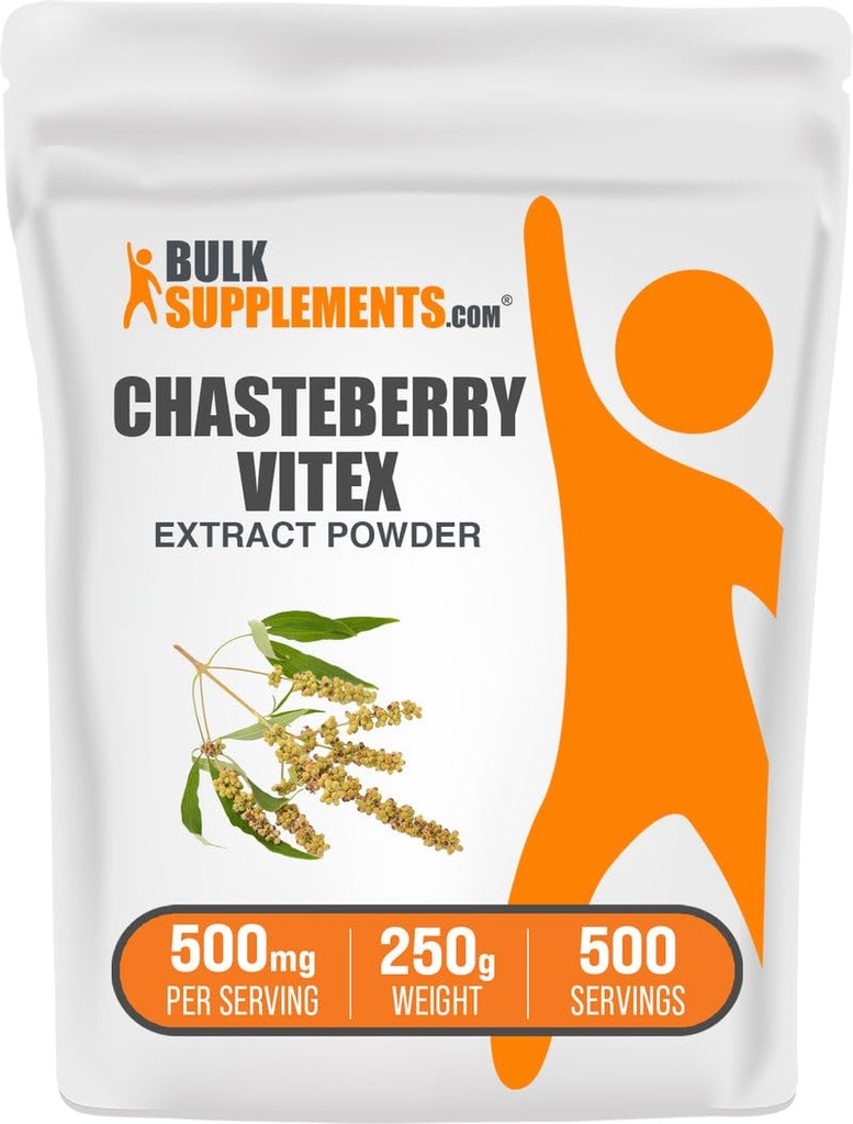 BulkSupplements.com Poudre d'extrait de chasteberry - Chasteberry provenant de Vitex Berry, supplément à base de plantes - Vegan & Gluten Free, 500mg par portion, 1kg (2,2 lbs) (paquet de 5)