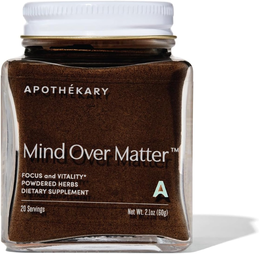 Apothékary Mind Over Matter Cognitive Support Mushroom Powder, Memory & Focus, Stress Relief Herbal Supplement, Sugar Free, Vegan, No Cafeine