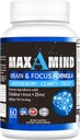 MaxAMind Brain Focus Formula - Premium Nootropic Brain Supplement, voor mannen en vrouwen - Cafeïnevrije Focus Formula Capsules voor concentratie, geheugenondersteuning, verbeteren van geestelijke helderheid en alertheid
