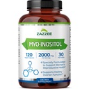 Zazzee Myo-Inositol Capsules, 2000 mg per portie, 120 Vegan Capsules, Ideale dosering voor 40:1 Ratio, 100% Vegetarisch, Hormone Balance & Healthy Ovarian Function Support, All-Natural en Non-GMO
