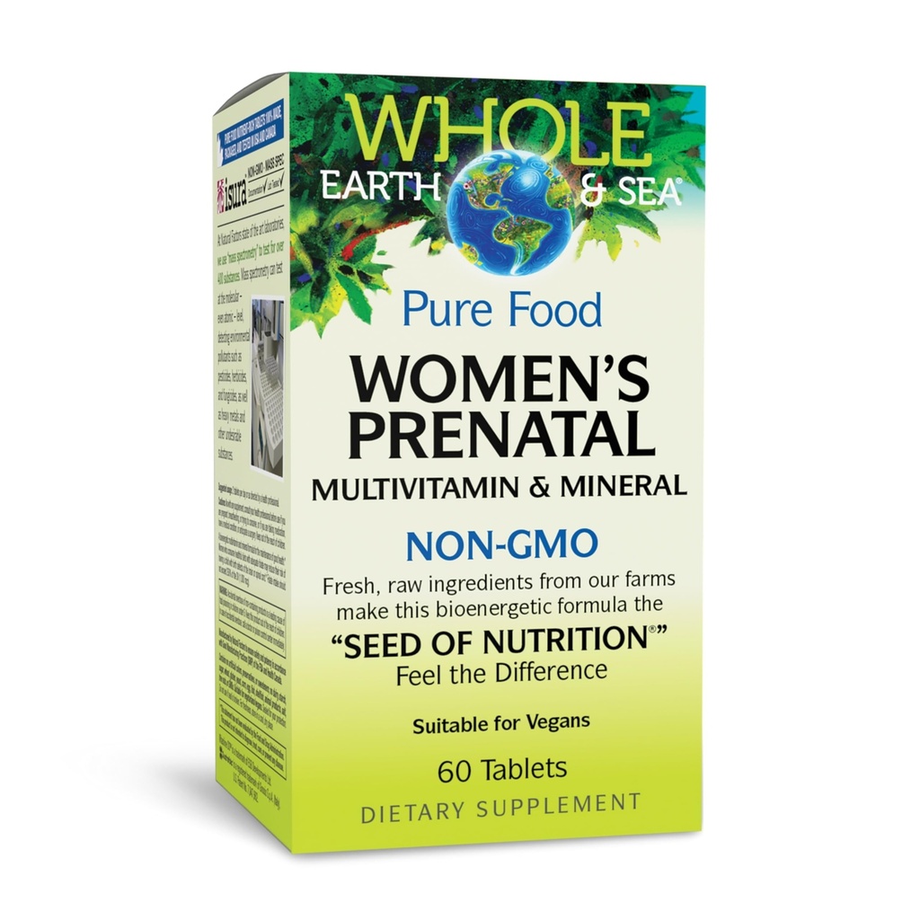 Natuurlijke factoren Whole Earth & Sea, Women's Prenatale Multivitamine en Minerale, Whole Food Supplement, Vegan, 60 Tablets