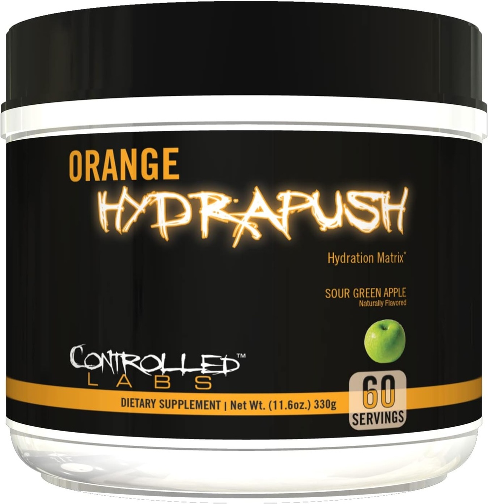 CONTROLLED LABS Orange HydraPush Electrolyte Powder, 60 Servings - Advanced Hydrating Recovery - Coconut Water & Taurine - Boost Energy & Increase Endurance (Sour Green Apple)