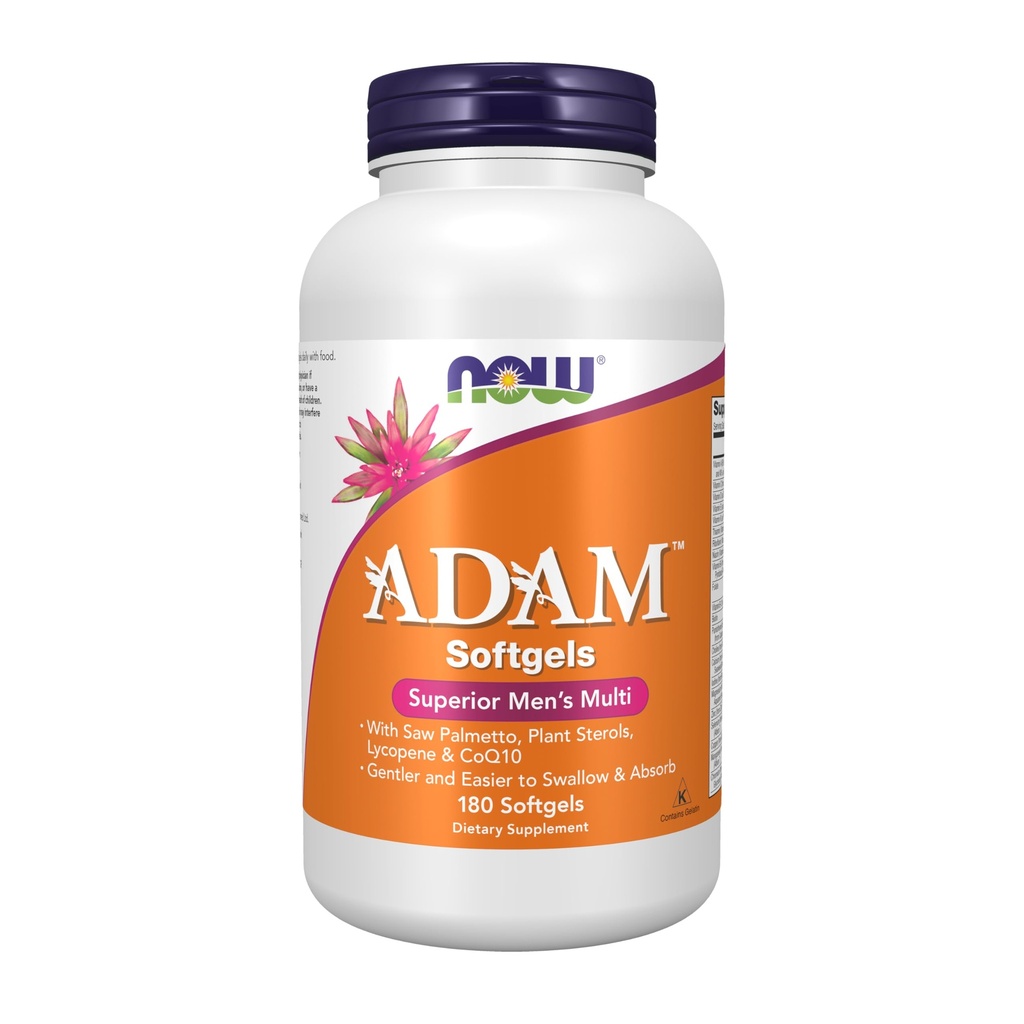 MAINTENANT compléments alimentaires, multivitamines masculines ADAMTM avec Palmetto Saw, Stérols végétaux, Lycopène et CoQ10, 180 Softgels