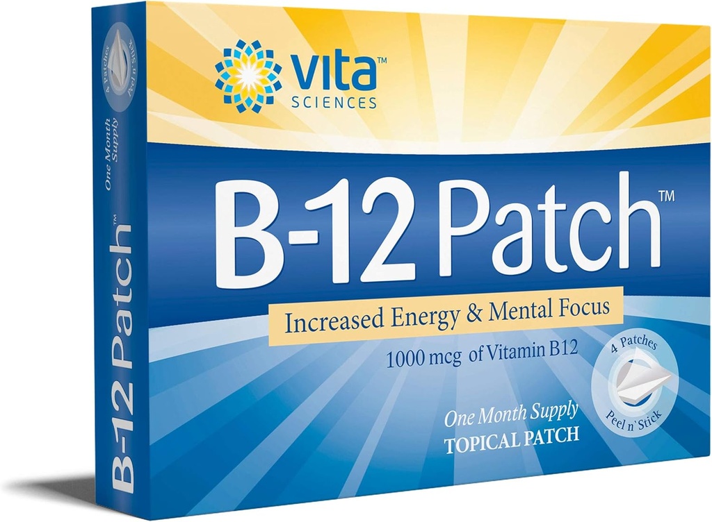Vita Sciences Vitamine B12 Patch - Extra sterkte formule voor mannen en vrouwen, 1 maand aanbod. Boost Energy, Focus, Geheugen & Metabolisme