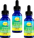 Vloeibare vitamine D3 K2 druppels met MCT-olie 5000 IE - Veganistisch, Geen smaak, Geen geur, Sojavrij, Glutenvrij, Non-GMO, 1000 IE per druppel, Boosts Energy & Immune System (3 verpakkingen)