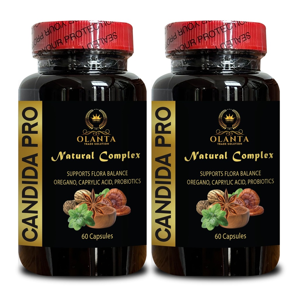 Candida Support Supplement - Digestieve hulp Pillen, Ondersteunt gezonde Intestinale Flora & Immuun System Ondersteuning met Digestieve Enzymen - 2 Flessen 120 Capsules