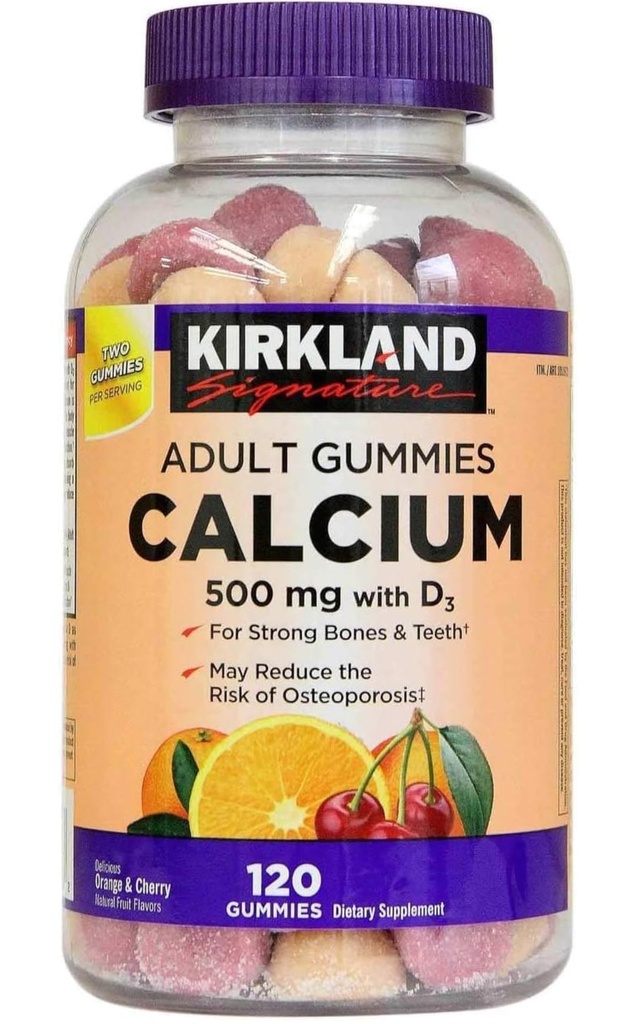 Kirkland Handtekening Kauwbaar Calcium met Vitamine D3 Volwassen Gummies, 120 ct x 1 Fles