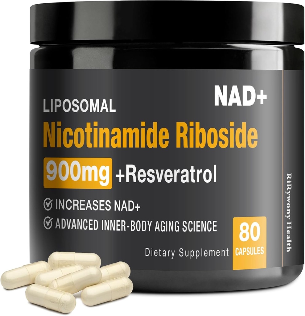 Supplément NAD+ - NAD+ avec nicotinamide Riboside (NR) et resvératrol Quercetin 900mg, 80 Capsules, USA-063-0911XL-136NAD