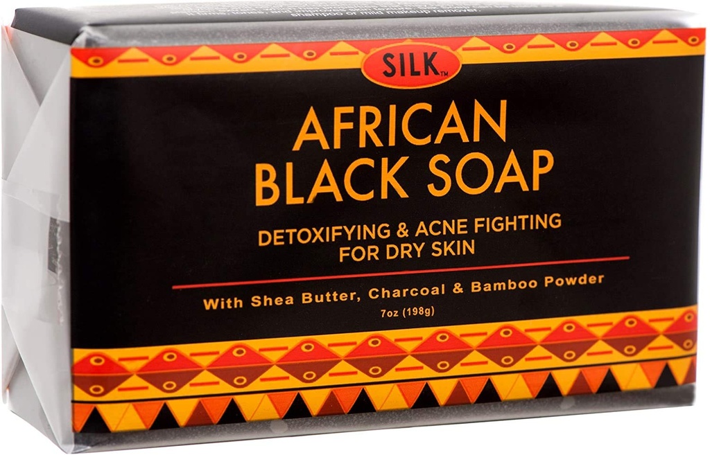 Afrikaanse zwarte zeep 7oz voor acne, eczeem, droge huid, psoriasis, litteken verwijdering, gezicht en lichaamswas - Shea Butter, Charcoal, Bamboe Poeder