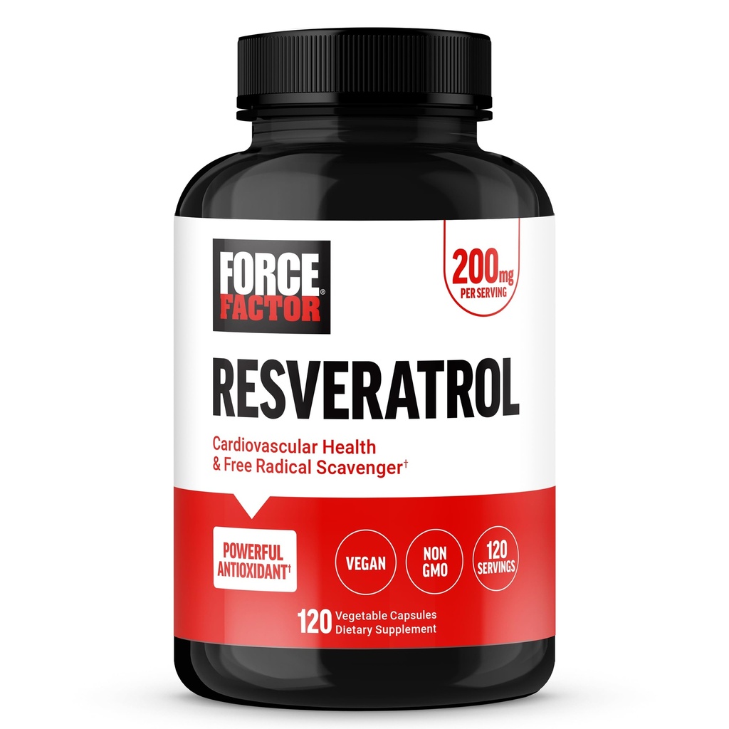 FACTEUR DE FORCE Resveratrol Supplément pour soutenir la santé cardiaque, le supplément antioxydants et le scavenger radical gratuit fait avec japonais Knotweed, végétalien, non-OGM, 120 capsules végétales