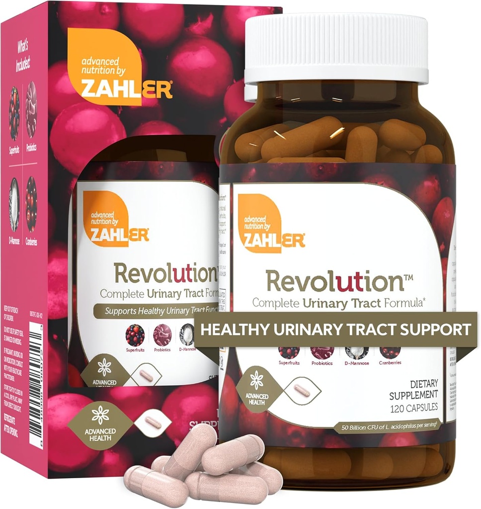 Zahler Revolution - Complete Womens Urinary Tract Health Formula met Probiotica - UTI Pillen - 1200mg D-Mannose en Cranberry Supplement - Urinary Tract Infection Support for Women (120 Capsules)