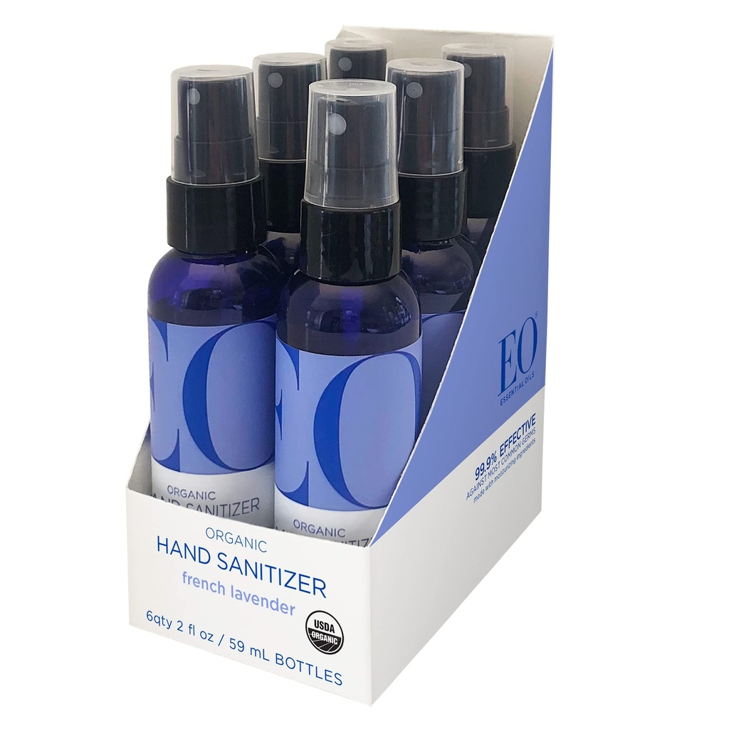 EO Biologische Hand Sanitizer Spray: Franse Lavendel, 2 Ounce, 6 Tellen