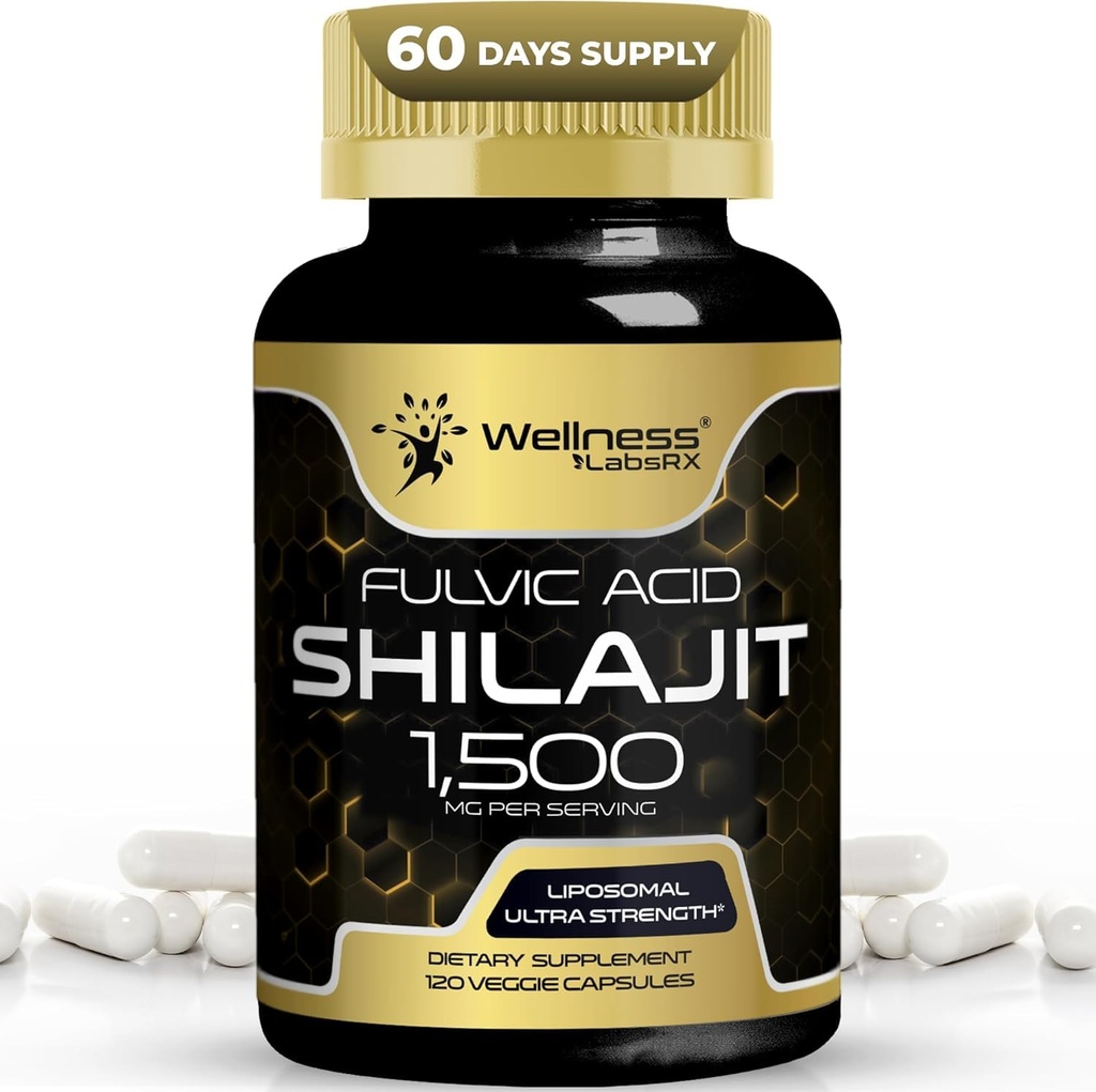 Himalayan Shilajit pour hommes - 1500mg Shilajit Capsules pour hommes, Pure Shilajeet pour femmes avec naturellement l'acide fulvic - Shilajet pour l'énergie améliorée et le soutien immunitaire - 120 Compte (paquet de 1)